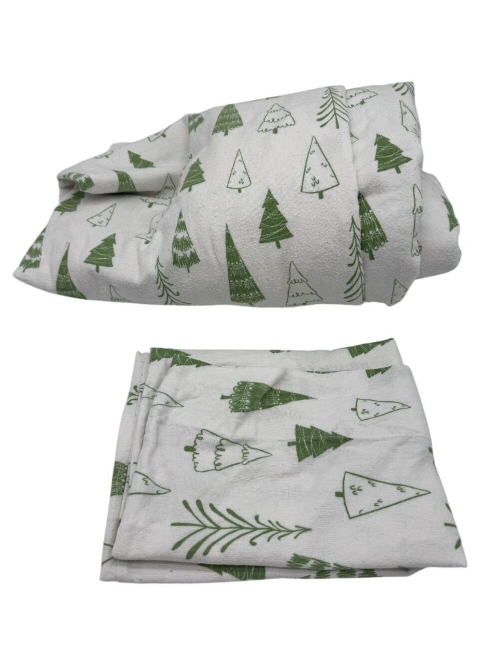 Huntington Home Christmas Tree Print 100% Cotton Flannel Fitted & Pillowcase
